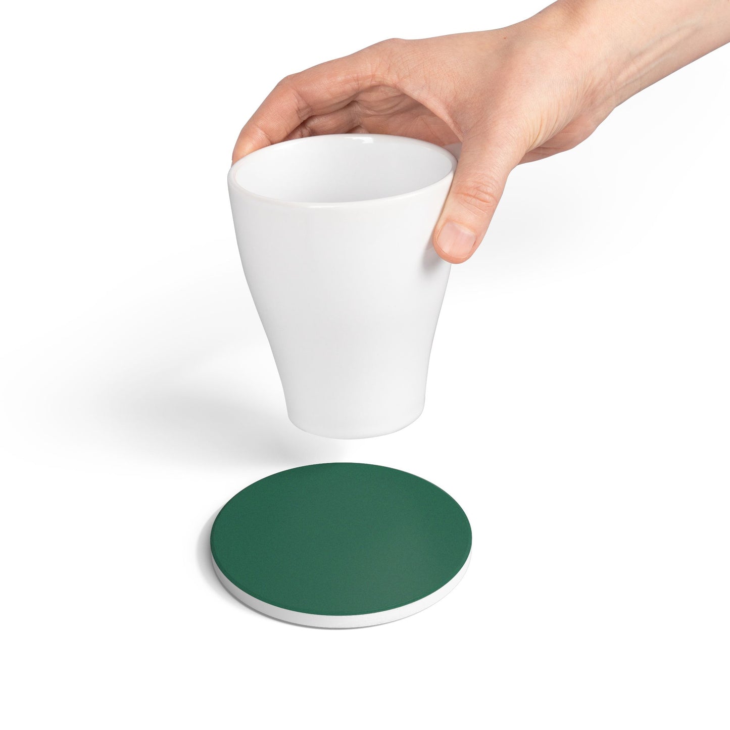 Leaf Green Ceramic Coaster Round or Square | Coordinated Collection
