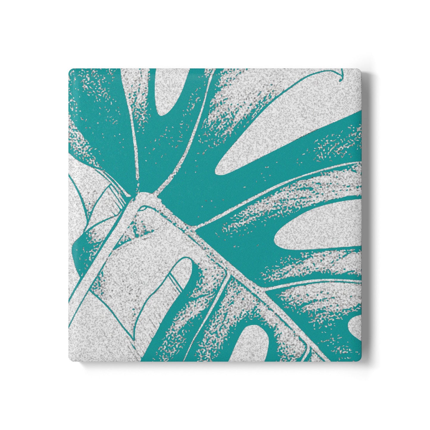 Monstera Leaf Deep Aqua Ceramic Coaster Botanical Drink Coaster
