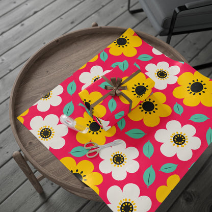 Happy Flower Wrapping Paper Retro Daisy Gift Wrap