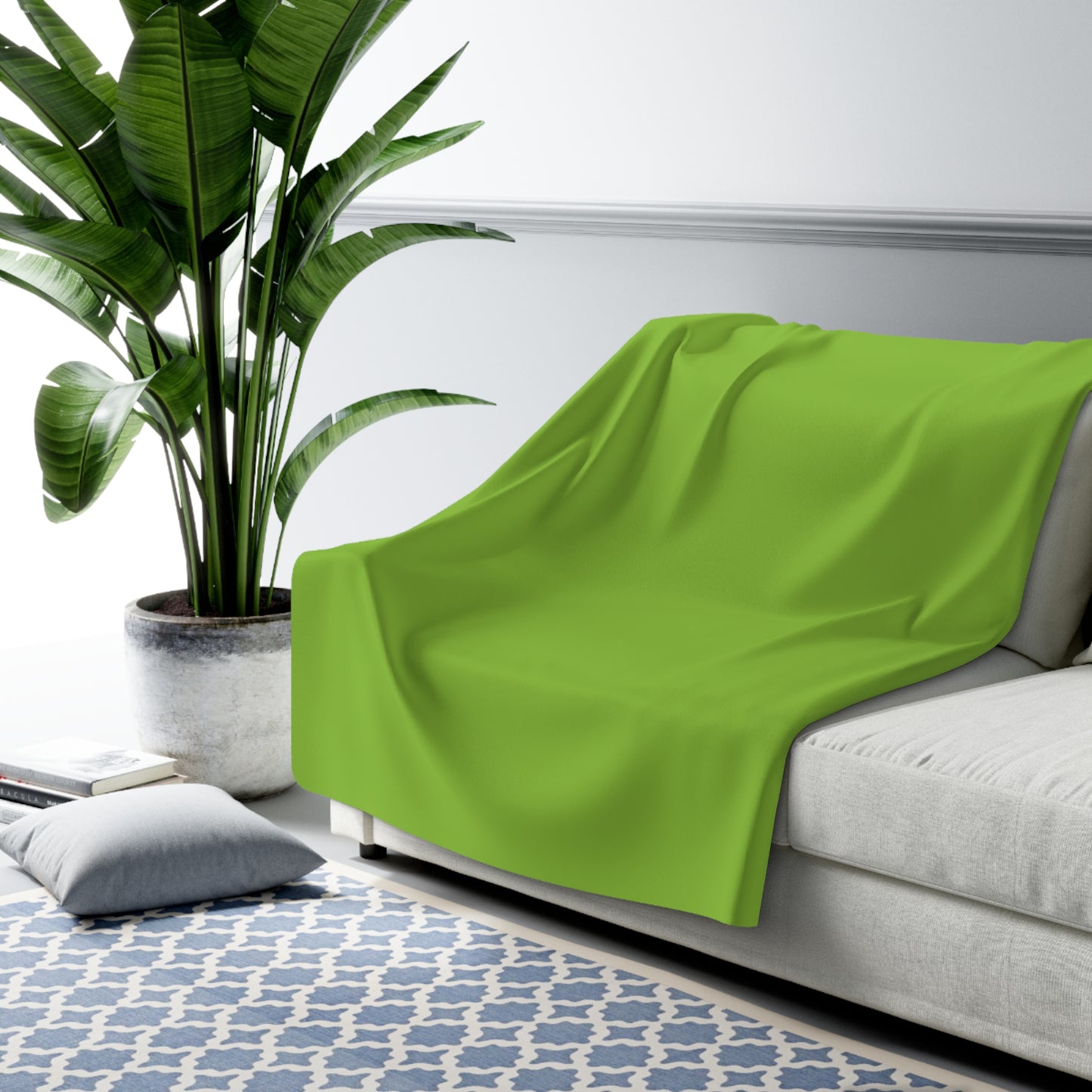 Muted Lime Sherpa Fleece Blanket Cozy Plush Throw 3 Sizes Soft Warm Blanket