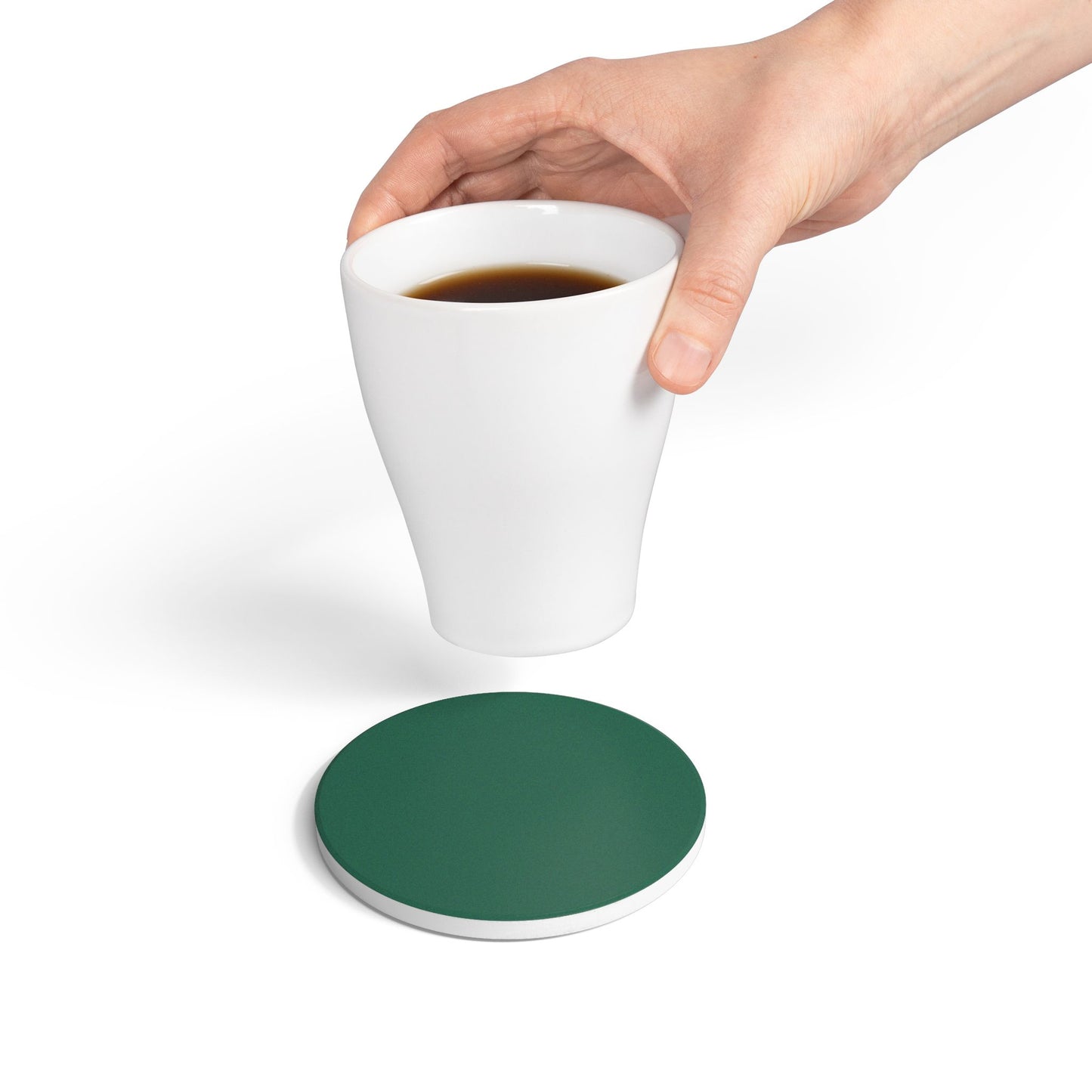 Leaf Green Ceramic Coaster Round or Square | Coordinated Collection