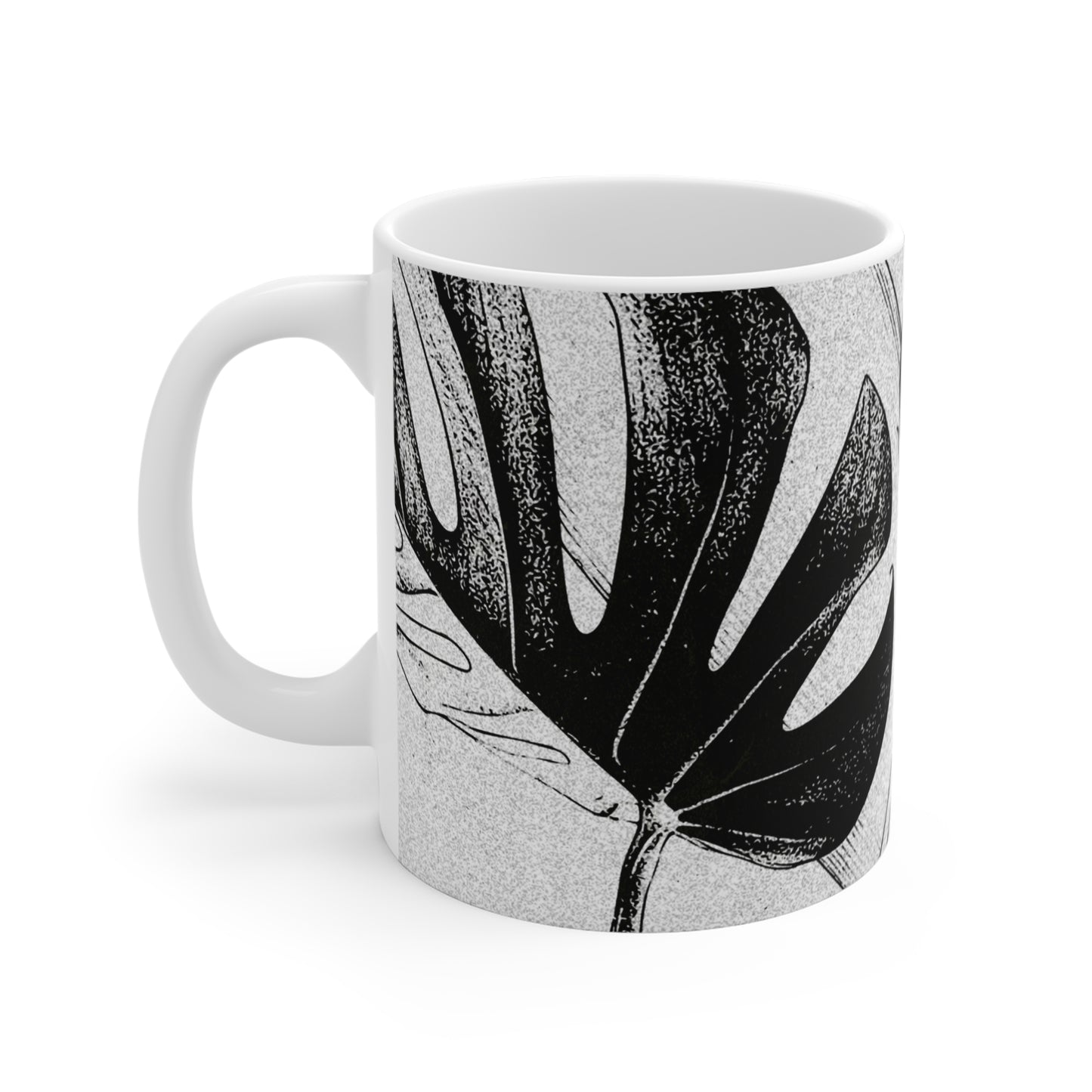 Monstera Leaf Black White Mug