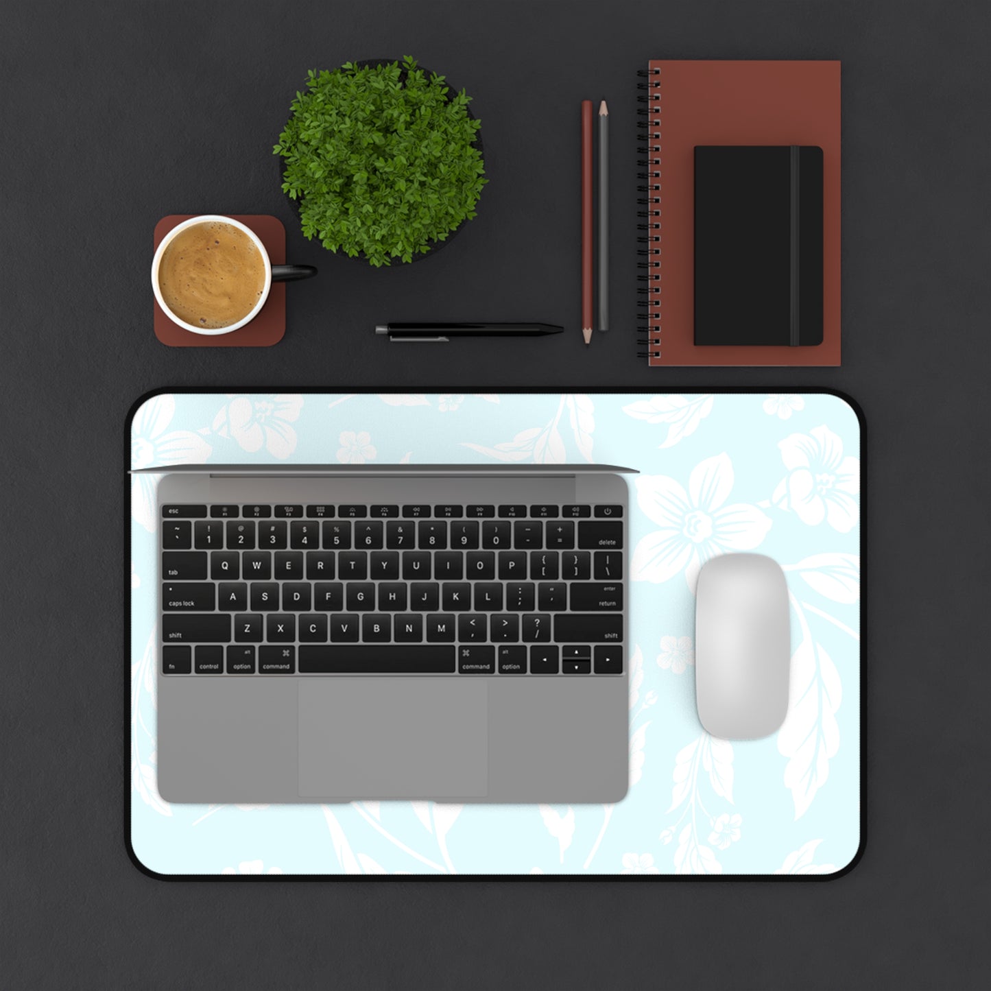 Ocean Blue Floral Desk Pad (12x18, 12x22 or 16x32)