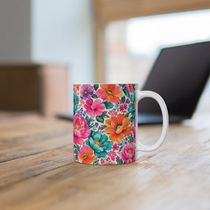 Dreamy Floral Ceramic Coffee Mug 11 oz Floral Mug