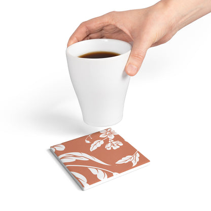 Terracotta Floral Ceramic Coaster Coordinated Collection