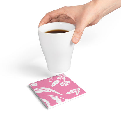 Light Pink Floral Ceramic Coaster Coordinated Collection