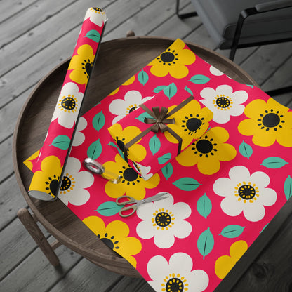Happy Flower Wrapping Paper Retro Daisy Gift Wrap