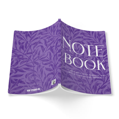 Purple Leaves A5 Lined Journal Minimal Botanical Notebook | Coordinated Collection