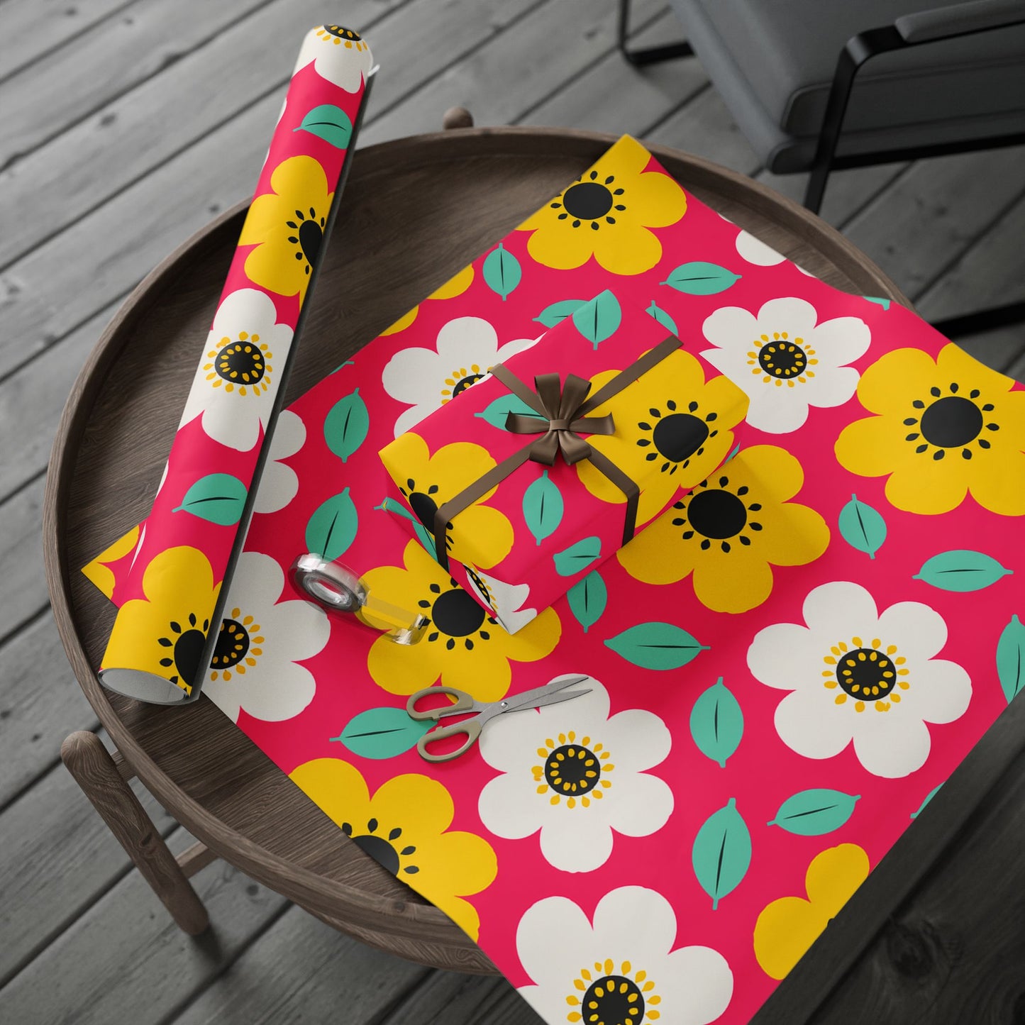 Happy Flower Wrapping Paper Retro Daisy Gift Wrap