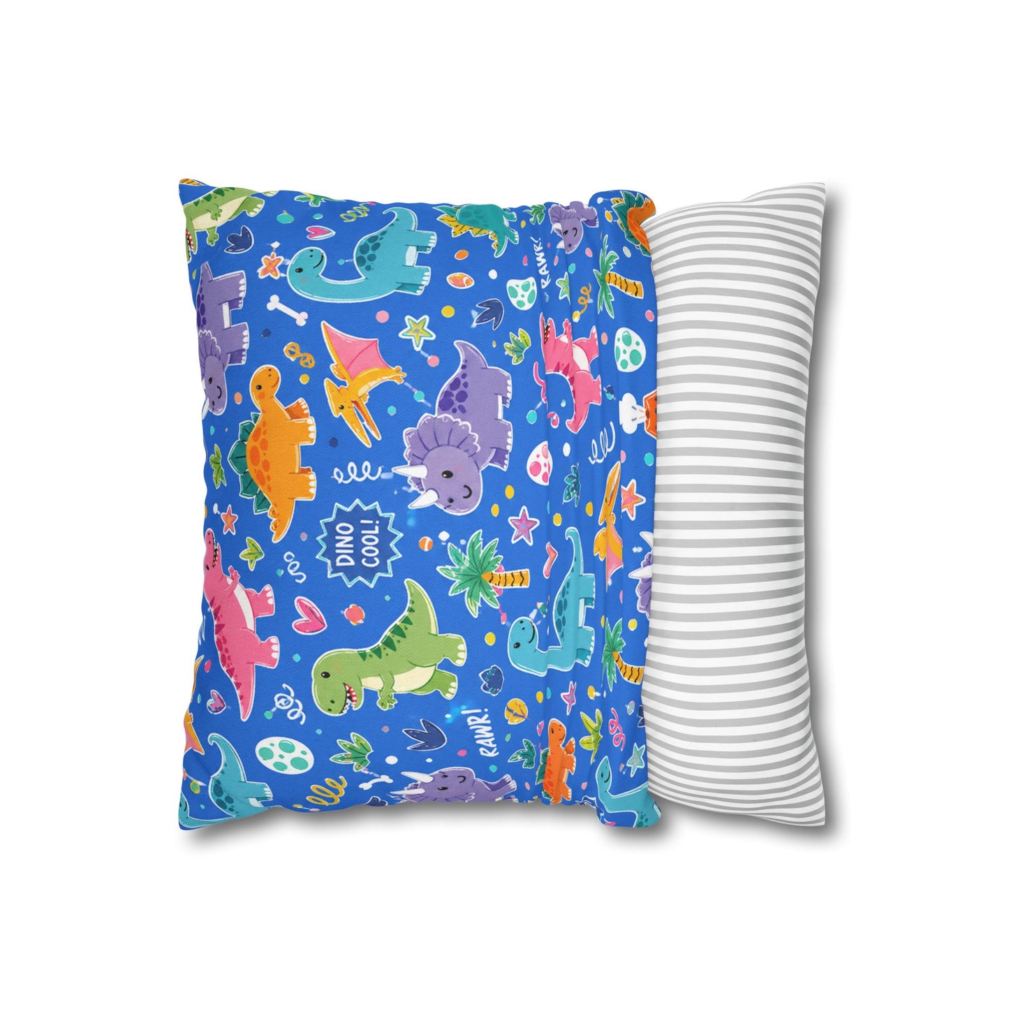 Blue Dino Pillow Cover 14x14
