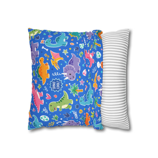 Blue Dino Pillow Cover 14x14