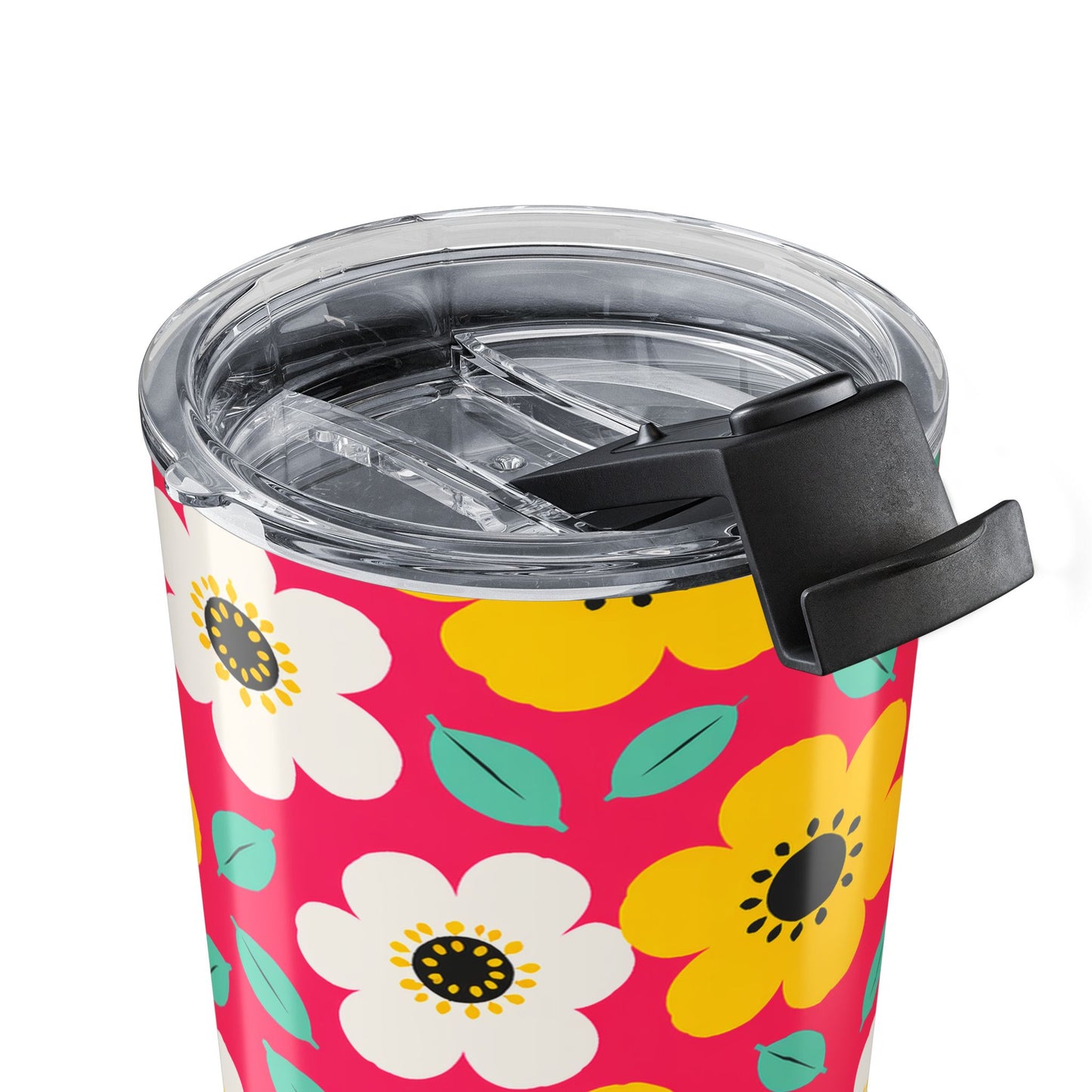 Happy Flower Tumbler 20oz Insulated Travel Mug Retro Daisy Drinkware