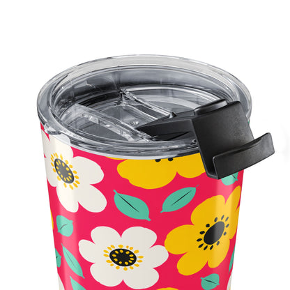 Happy Flower Tumbler 20oz Insulated Travel Mug Retro Daisy Drinkware