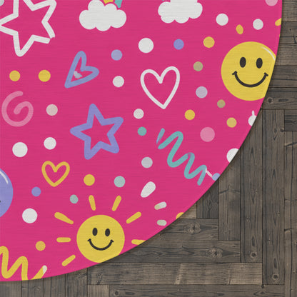 Pink Pop Round Rug 60 Inch Pink Area Rug