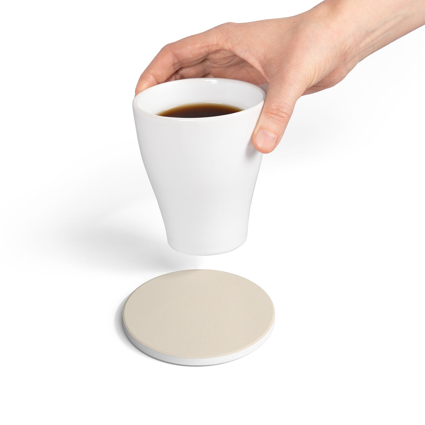 Latte Cream Ceramic Coaster Round or Square | Coordinated Collection