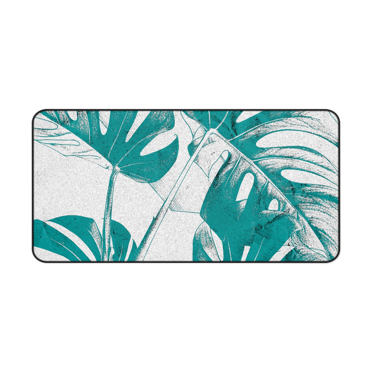 Monstera Leaf Deep Aqua Desk Pad