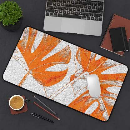 Monstera Leaf Tangerine Desk Pad