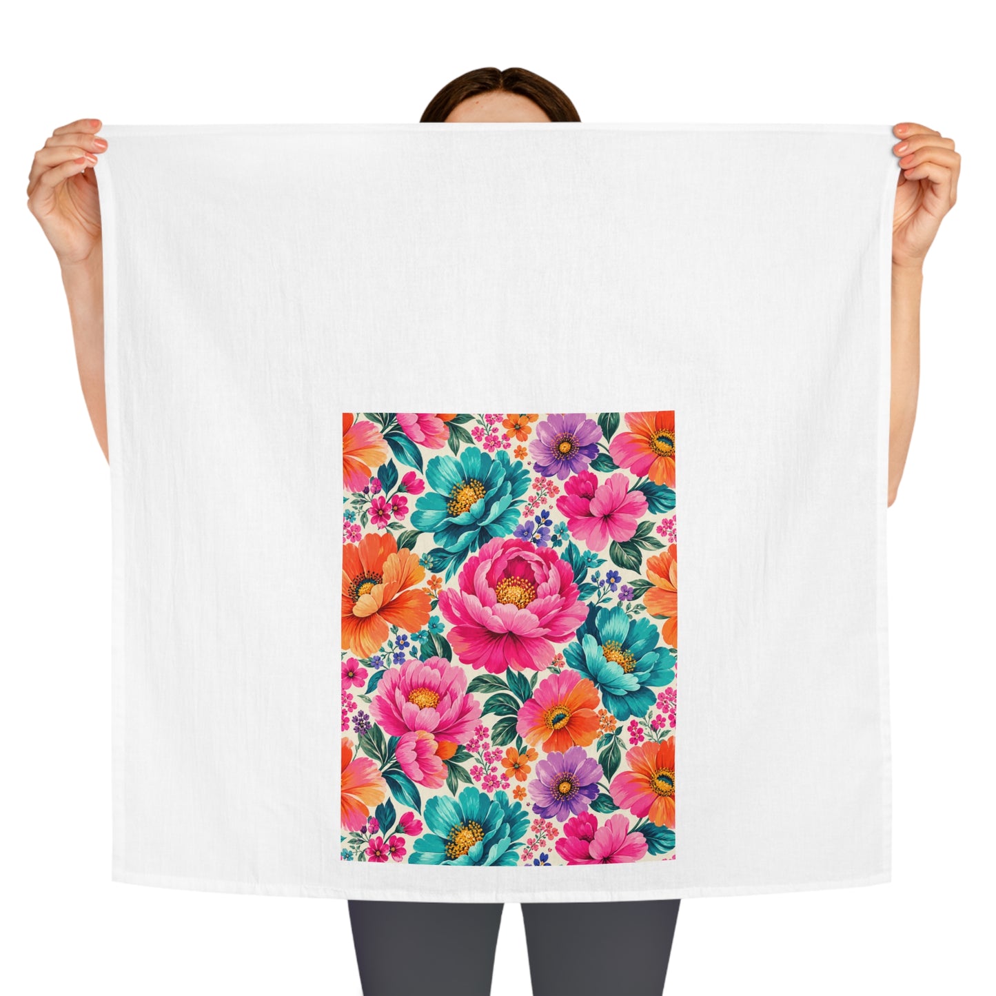 Dreamy Floral Cotton Tea Towel 28 x 28 Floral Kitchen Towel