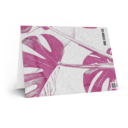 Monstera Leaf Lilac Wine Note Card