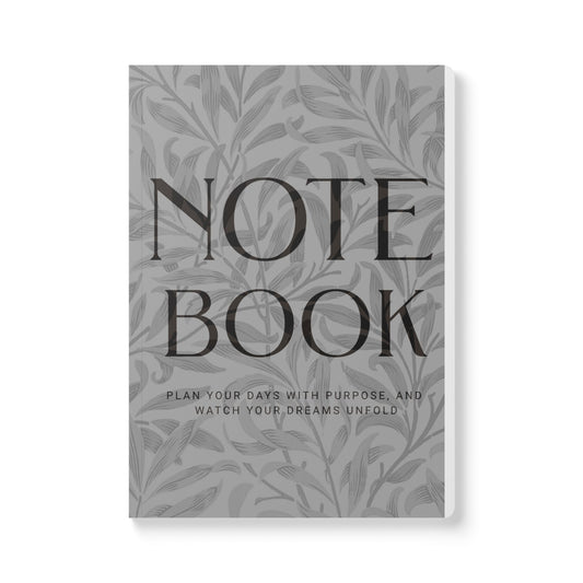 Grayscale Leaves A5 Lined Journal Minimal Botanical Notebook | Coordinated Collection