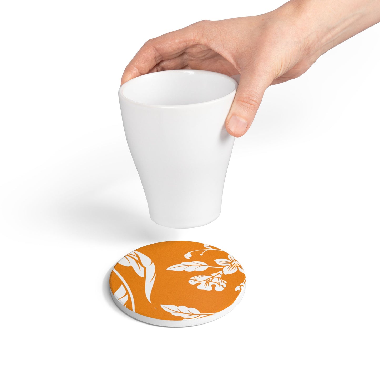 Tangerine Floral Ceramic Coaster Coordinated Collection