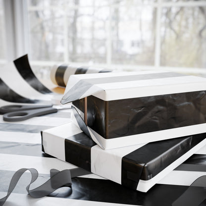 Black Stripe Wrapping Paper, Glossy or Mat (3 Sizes)