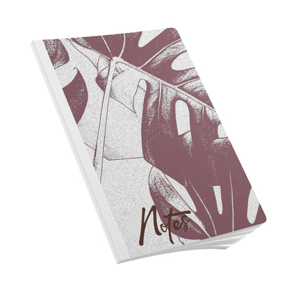 Monstera Leaf Mauve and Cream A5 Lined Journal