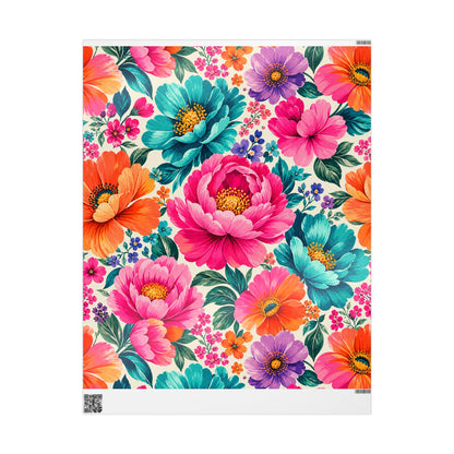 Dreamy Floral Wrapping Paper 3 Sizes Matte or Glossy Floral Gift Wrap