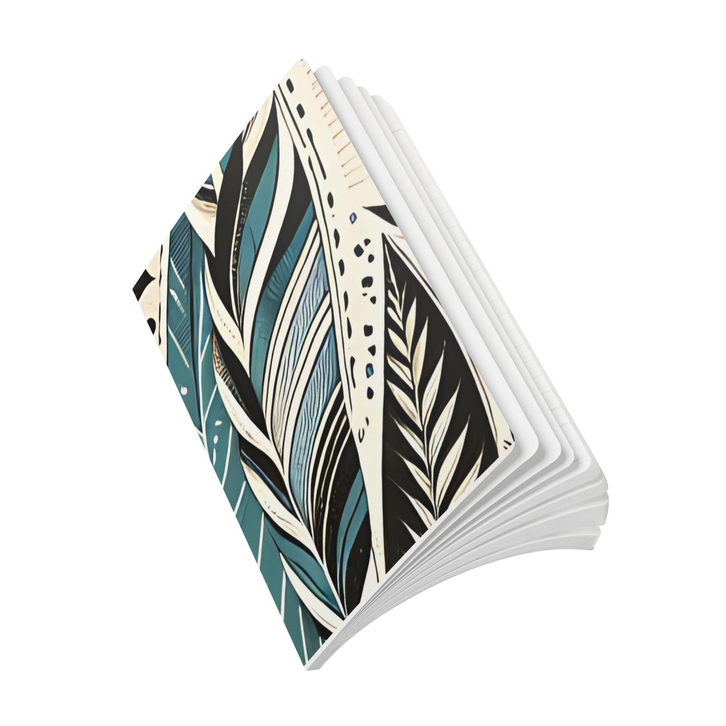 Botanical Leaves Blue Green A5 Lined Journal