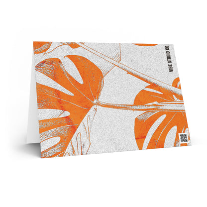 Monstera Leaf Tangerine Note Card