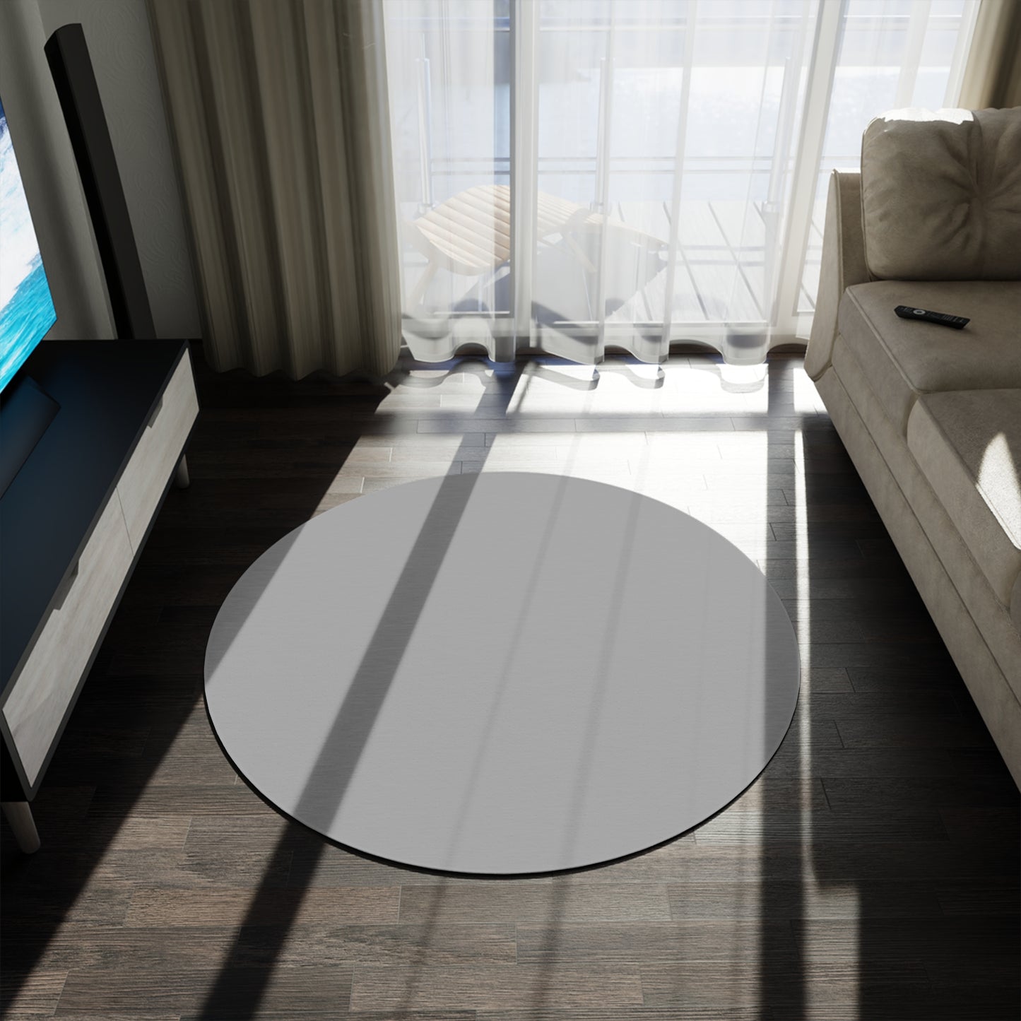 Grayscale Coordinated Round Rug 60 Inch Floor Rug Minimal Home Decor Living Room Rug