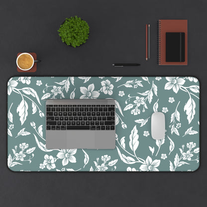 Dusty Blue Floral Desk Pad (12x18, 12x22 or 16x32)
