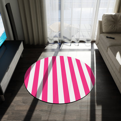 Pink Stripe Round Rug 60 Inch Pink and White Striped Area Rug Modern Aesthetic Decor