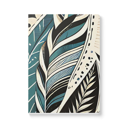 Botanical Leaves Blue Green A5 Lined Journal