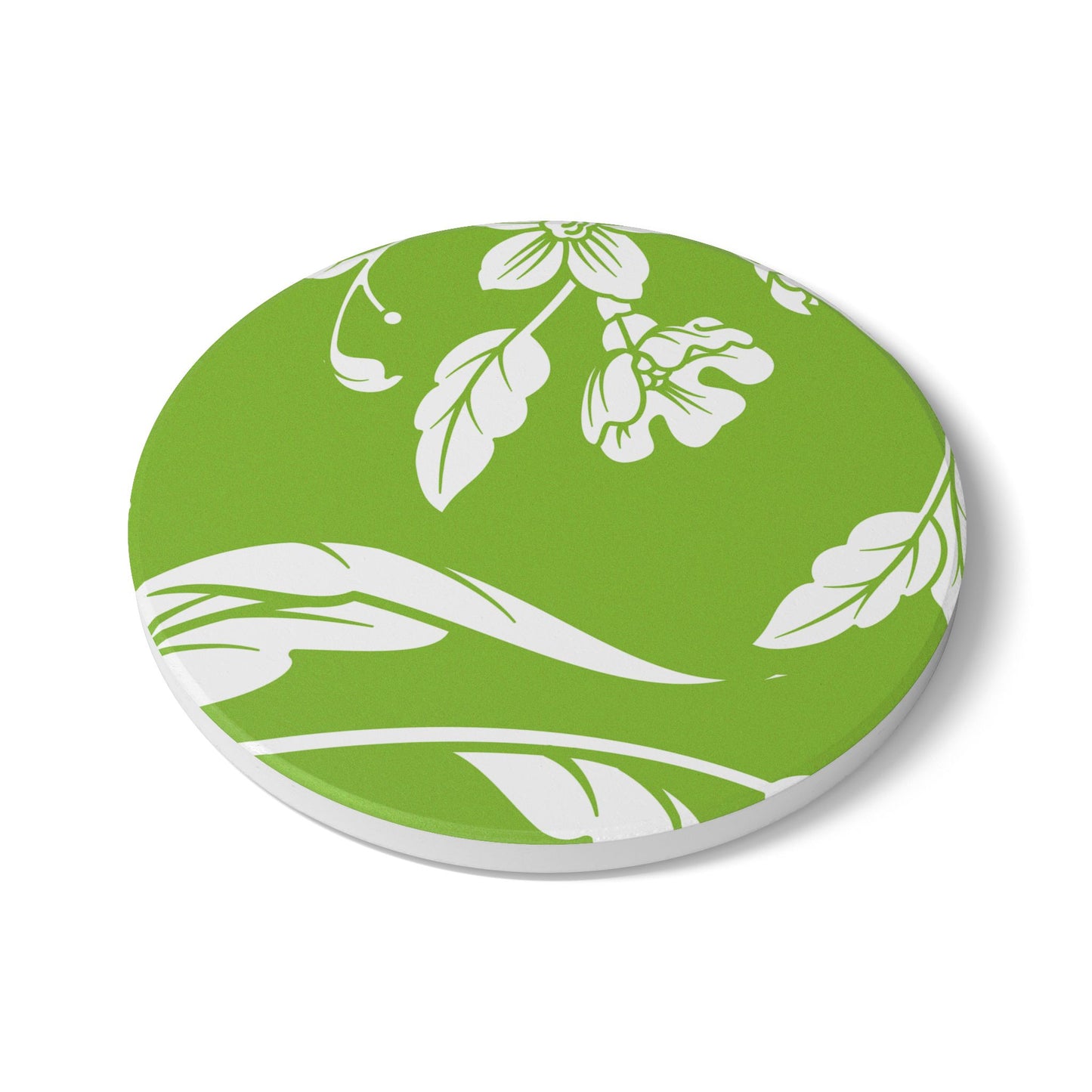 Muted Lime Floral Ceramic Coaster Coordinated Collection