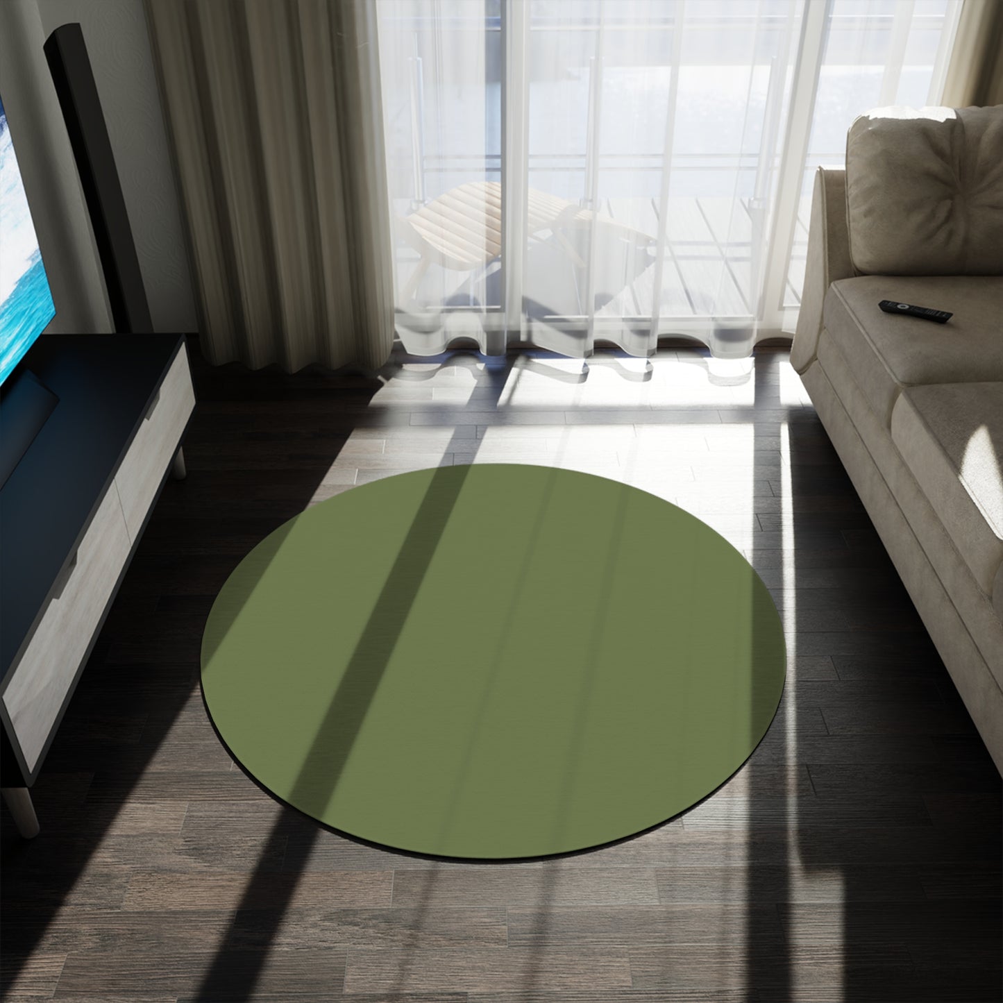 Olive Round Rug 60 Inch Floor Rug Minimal Home Decor Living Room Rug