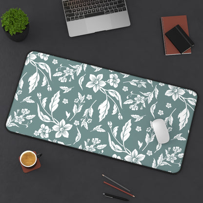 Dusty Blue Floral Desk Pad (12x18, 12x22 or 16x32)