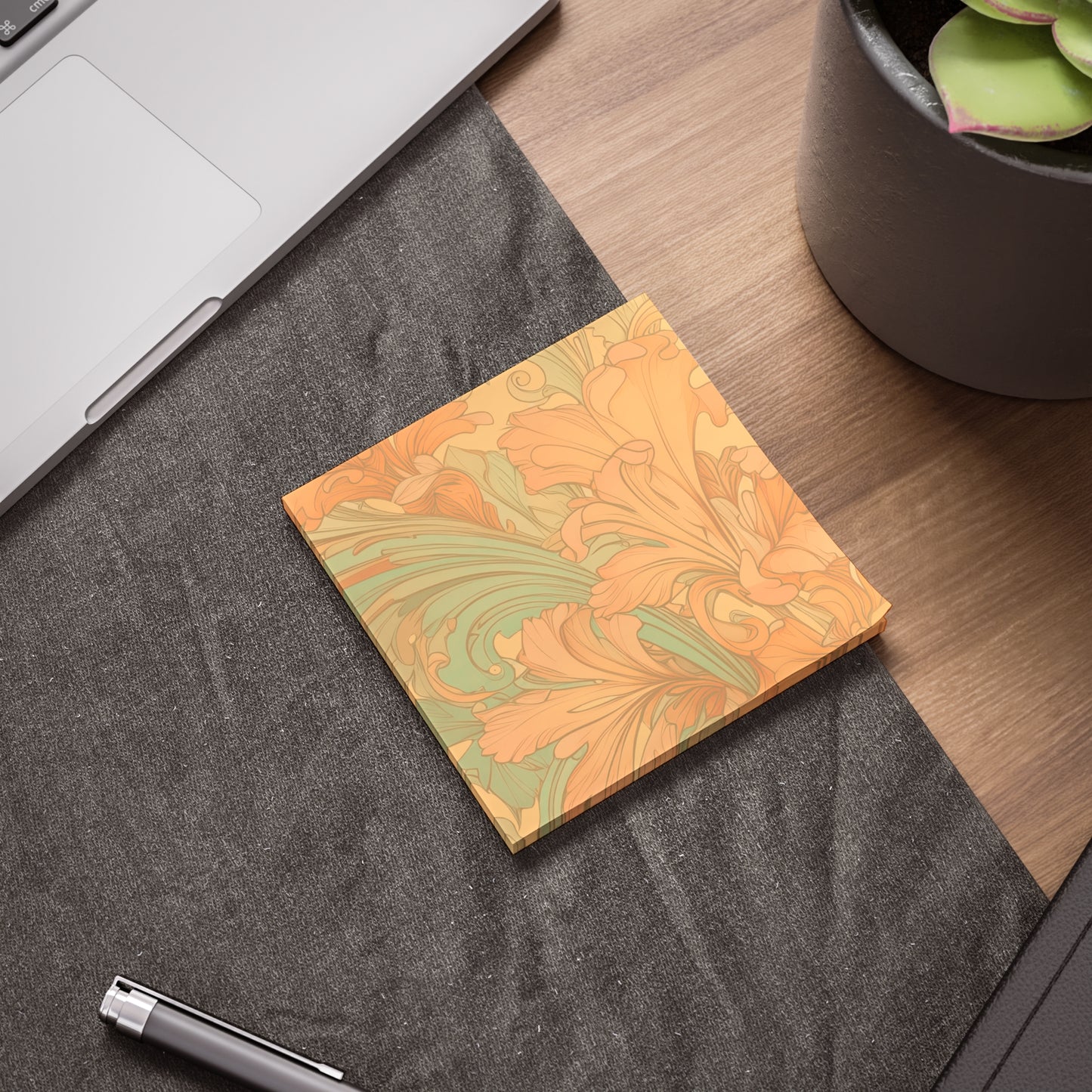 Coral Flourish Sticky Notes Floral Post It Notes (7 Sizes)