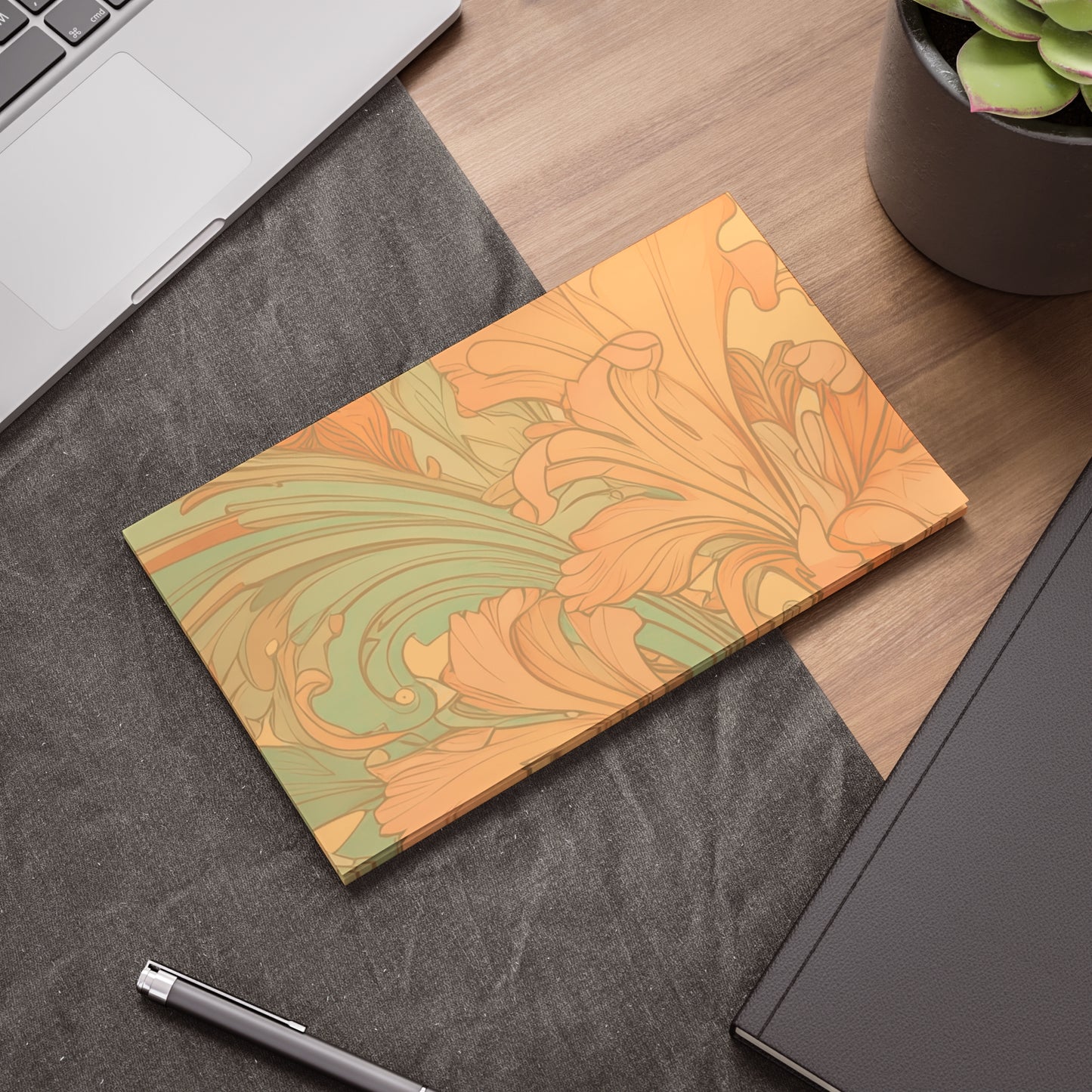 Coral Flourish Sticky Notes Floral Post It Notes (7 Sizes)