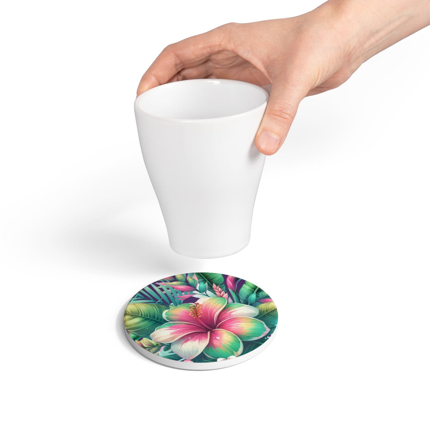 Paradise in Full Bloom Ceramic Coaster Tropical Floral Drink Coaster