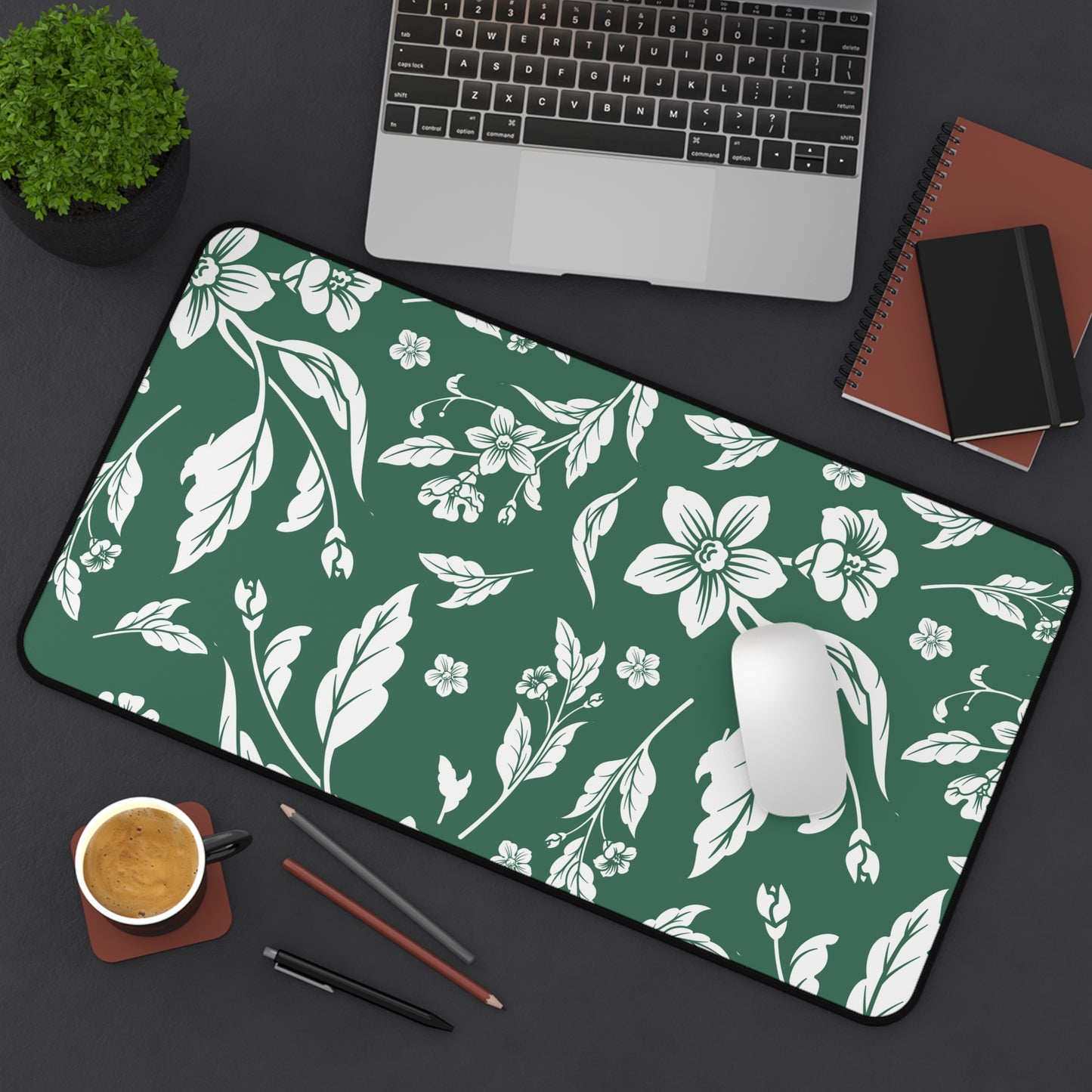 Leaf Green Floral Desk Pad (12x18, 12x22 or 16x32)