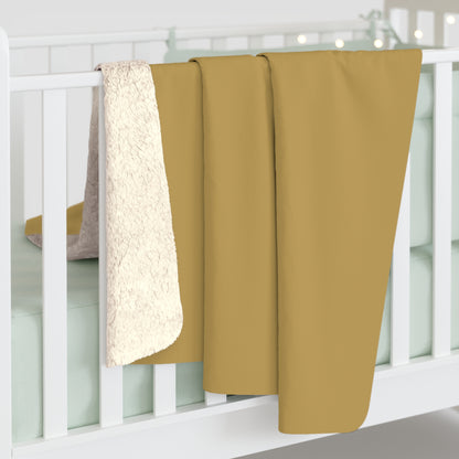 Muted Gold Sherpa Fleece Blanket Cozy Plush Throw 3 Sizes Soft Warm Blanket
