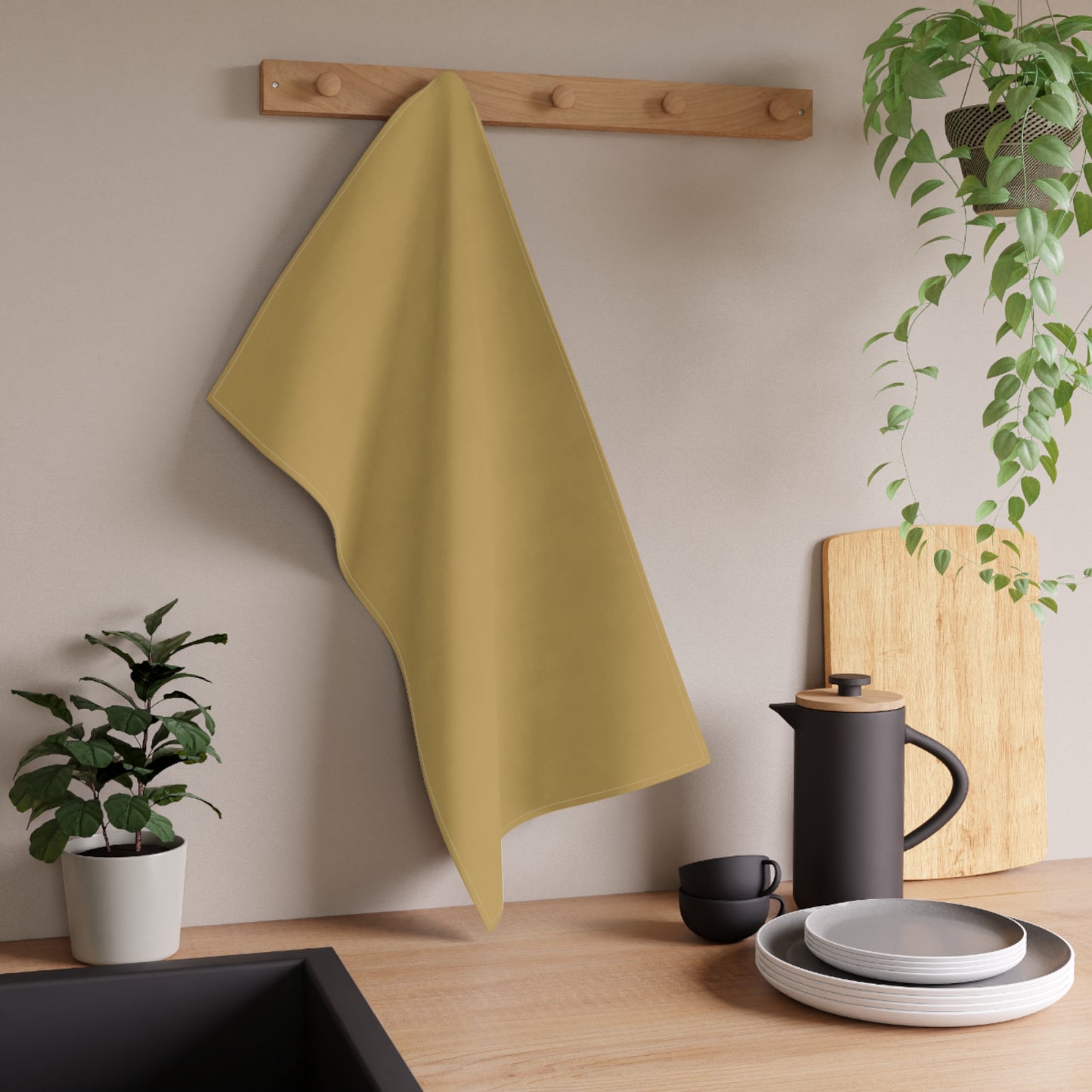 Muted Gold Cotton Twill Tea Towel 18 x 30