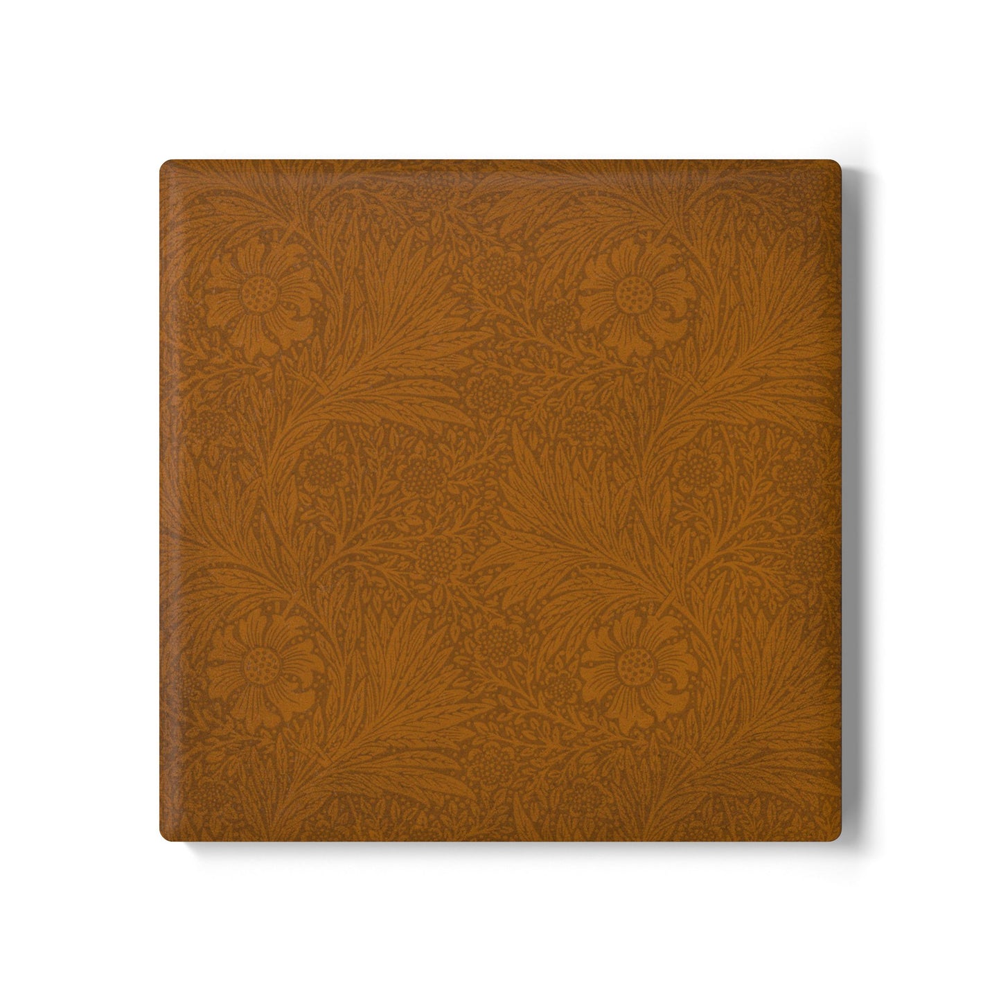 Saddle Tan Ceramic Coaster Tonal Botanical Drink Coaster