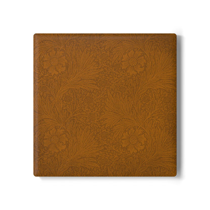 Saddle Tan Ceramic Coaster Tonal Botanical Drink Coaster