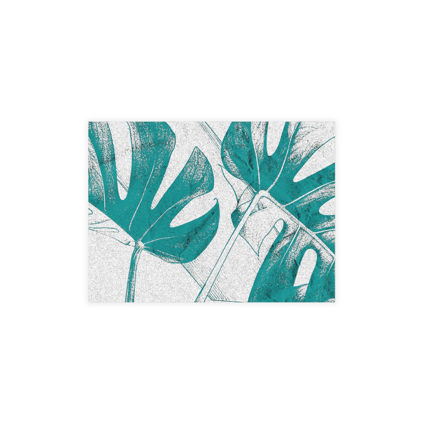 Monstera Leaf Deep Aqua Postcards