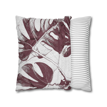 Monstera Leaf Mauve Canvas Pillow Cover 20x20