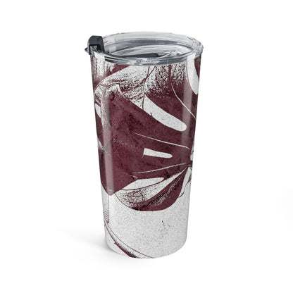 Monstera Leaf Mauve and White 20 oz Tumbler