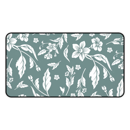 Dusty Blue Floral Desk Pad (12x18, 12x22 or 16x32)