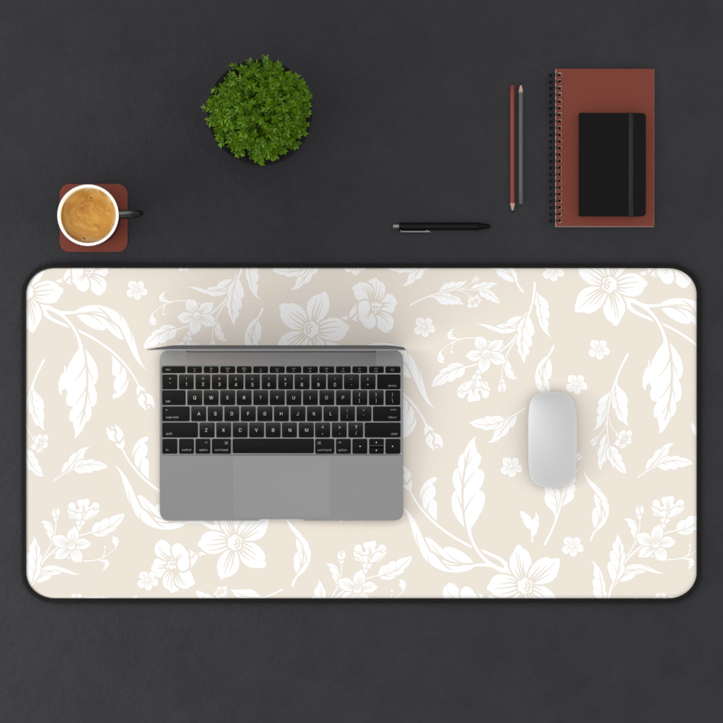 Cream Latte Floral Desk Pad (12x18, 12x22 or 16x32)